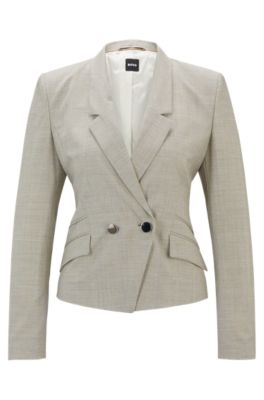 Shop Hugo Boss Regular-fit Jacket In Virgin Wool In Light Beige