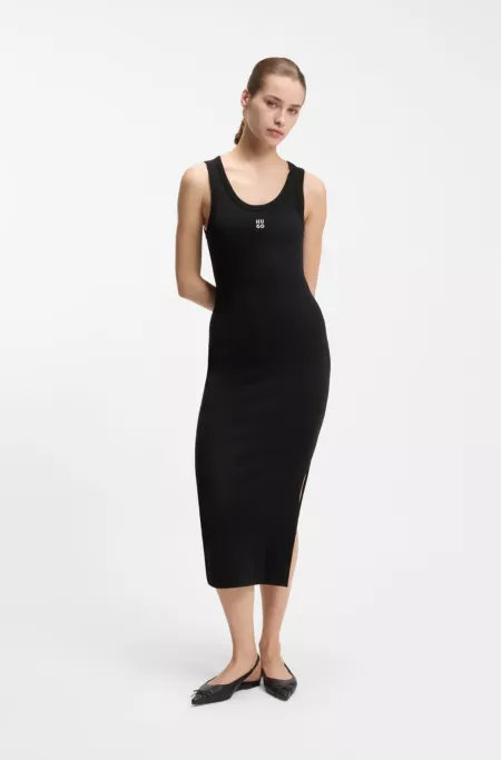 Jersey midi dress with stacked logo