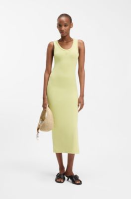 Jersey midi dress with stacked logo, Light Yellow
