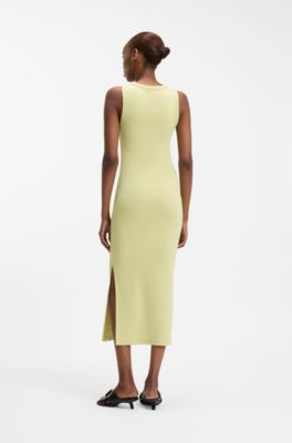 Jersey midi dress with stacked logo, Light Yellow