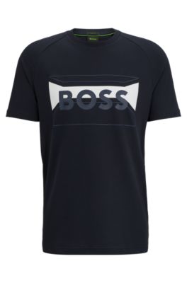 HUGO BOSS COTTON-BLEND REGULAR-FIT T-SHIRT WITH LOGO ARTWORK