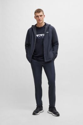 Camiseta regular fit de algod&oacute;n con logo de dise&ntilde;o, Azul oscuro