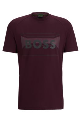 Shop Hugo Boss Cotton-blend Regular-fit T-shirt With Logo Artwork In Light Pink