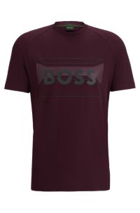 BOSS - Cotton-blend regular-fit T-shirt with logo artwork 