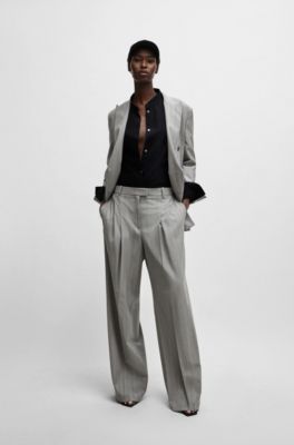 NAOMI x BOSS oversize-fit jacket in pinstripe virgin wool, Patterned