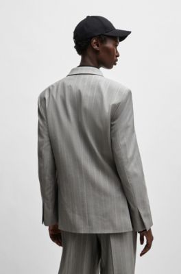 NAOMI x BOSS oversize-fit jacket in pinstripe virgin wool, Patterned