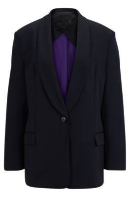 Shop Hugo Boss Naomi X Boss Oversized Blazer With Shawl Collar In Patterned