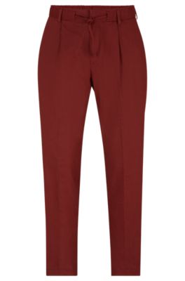 Shop Hugo Boss Relaxed-fit Trousers In A Linen Blend In Light Brown