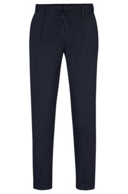 Relaxed-fit trousers in a linen blend, Dark Blue