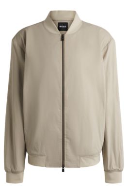 Hugo Boss Slim-fit Jacket In A Linen Blend In Khaki