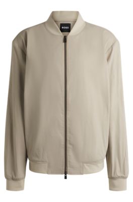 Shop Hugo Boss Slim-fit Jacket In A Linen Blend In Khaki