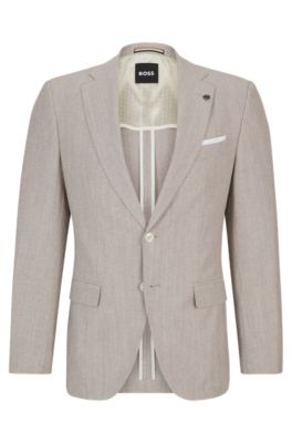 Shop Hugo Boss Slim-fit Jacket In Beige