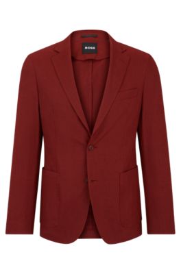 Hugo Boss Slim-fit Single-breasted Jacket In A Linen Blend In Light Brown