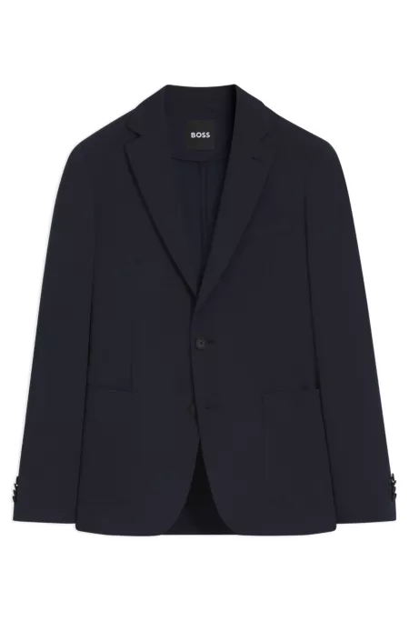 Slim-fit jacket in performance-stretch seersucker