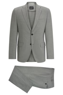 Hugo Boss Slim-fit Suit In Micro-patterned Performance-stretch Cloth In Silver