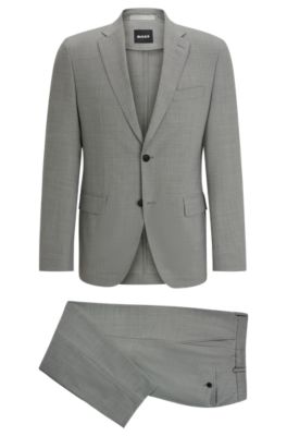 BOSS - Slim-fit suit in micro-patterned performance-stretch cloth