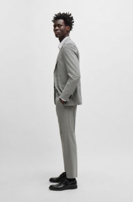 Traje slim fit en pa&ntilde;o t&eacute;cnico el&aacute;stico con microestampado, Plata