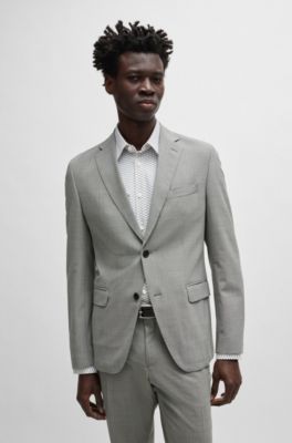 Traje slim fit en pa&ntilde;o t&eacute;cnico el&aacute;stico con microestampado, Plata