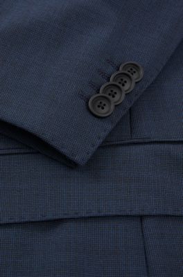 Traje slim fit en pa&ntilde;o t&eacute;cnico el&aacute;stico con microestampado, Azul oscuro