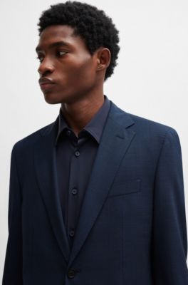 Traje slim fit en pa&ntilde;o t&eacute;cnico el&aacute;stico con microestampado, Azul oscuro