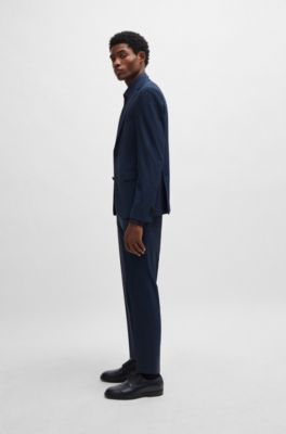 Traje slim fit en pa&ntilde;o t&eacute;cnico el&aacute;stico con microestampado, Azul oscuro