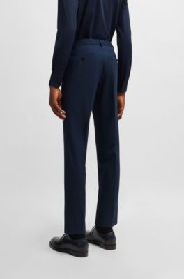 Traje slim fit en pa&ntilde;o t&eacute;cnico el&aacute;stico con microestampado, Azul oscuro