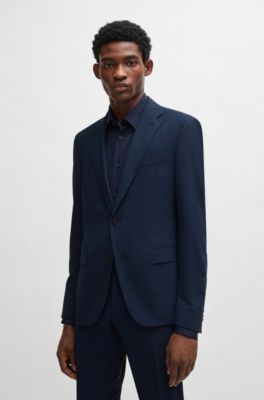 Traje slim fit en pa&ntilde;o t&eacute;cnico el&aacute;stico con microestampado, Azul oscuro