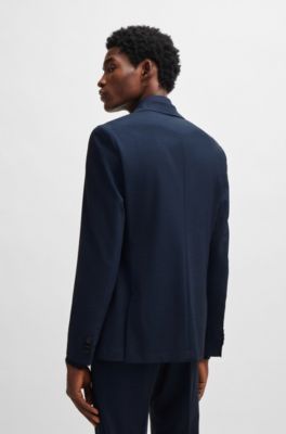 Traje slim fit en pa&ntilde;o t&eacute;cnico el&aacute;stico con microestampado, Azul oscuro