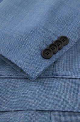 Traje slim fit en pa&ntilde;o t&eacute;cnico el&aacute;stico con microestampado, Azul