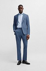Slim-fit suit in micro-patterned performance-stretch cloth, Blue