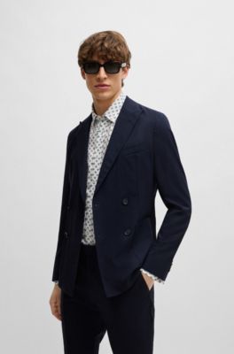 BOSS single-breasted virgin wool suit - Blue