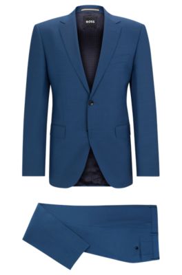 BOSS - Regular-fit suit in micro-patterned virgin wool