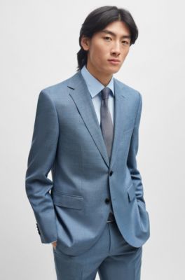 Regular-fit suit in micro-patterned virgin wool, Blue