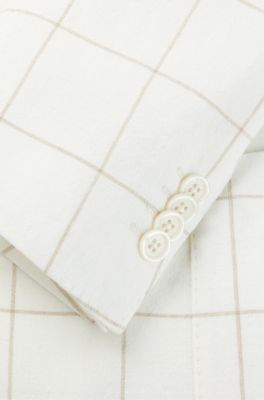 Slim-fit two-piece suit in checked material, White