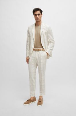Slim-fit two-piece suit in checked material, White