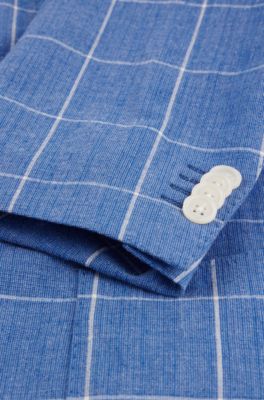 Slim-fit two-piece suit in checked material, Light Blue