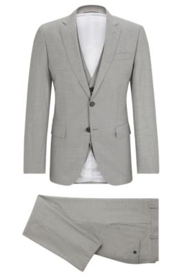 BOSS - Slim-fit suit in a melange wool blend