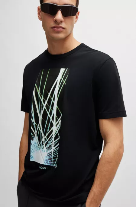 Regular-fit T-shirt in stretch cotton with seasonal artwork