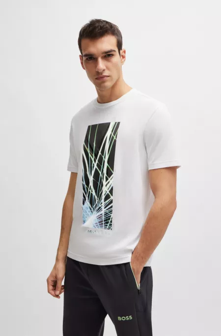 Regular-fit T-shirt in stretch cotton with seasonal artwork