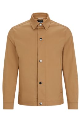 BOSS - Relaxed-fit jacket in stretch cotton with press studs