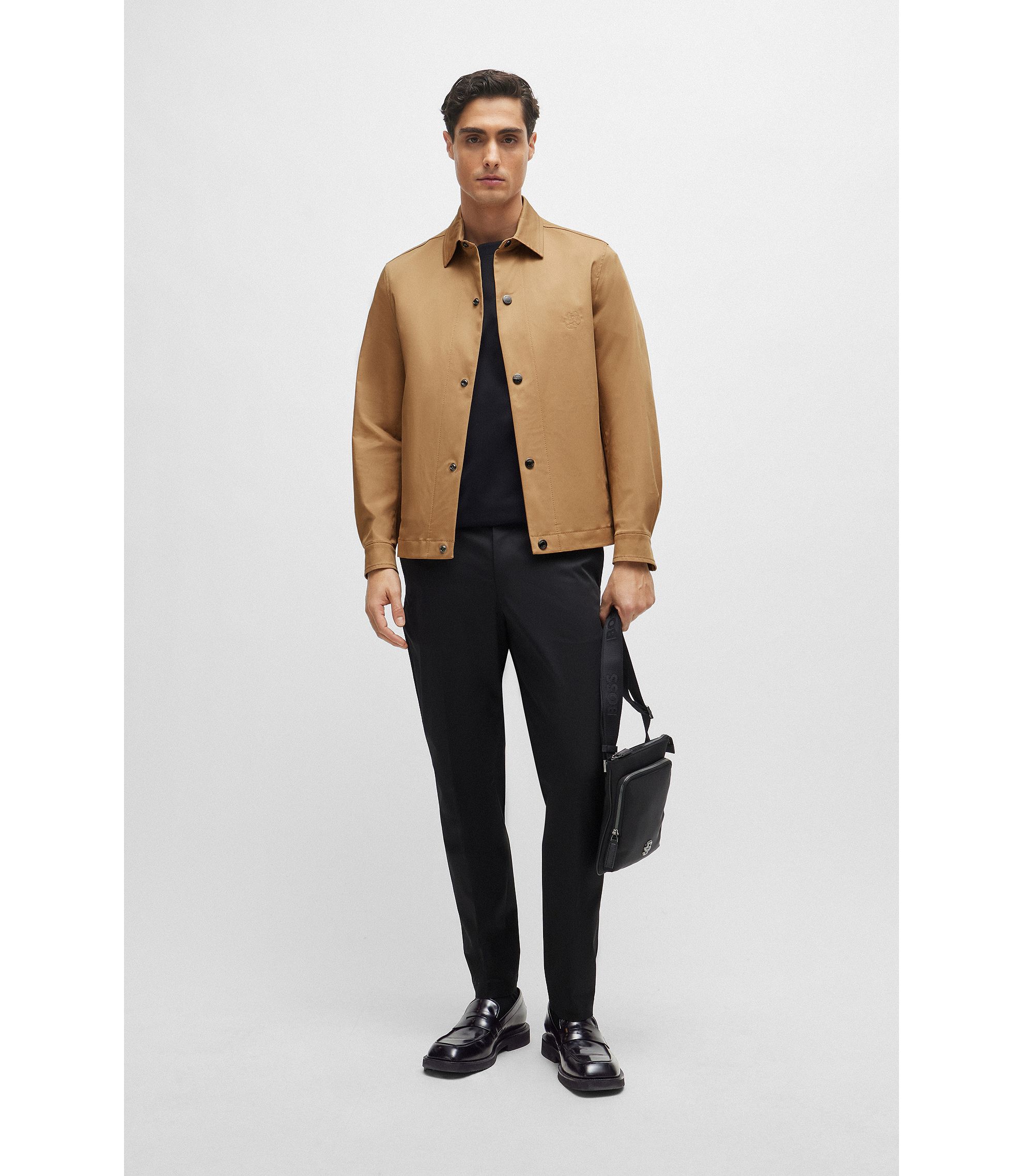 BOSS - Relaxed-fit jacket in stretch cotton with press studs BOSS - Relaxed-fit jacket in stretch cotton with press studs