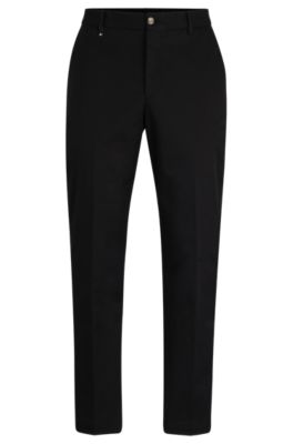 Hugo Boss Slim-fit Trousers In Micro-pattern Performance-stretch Fabric In Black