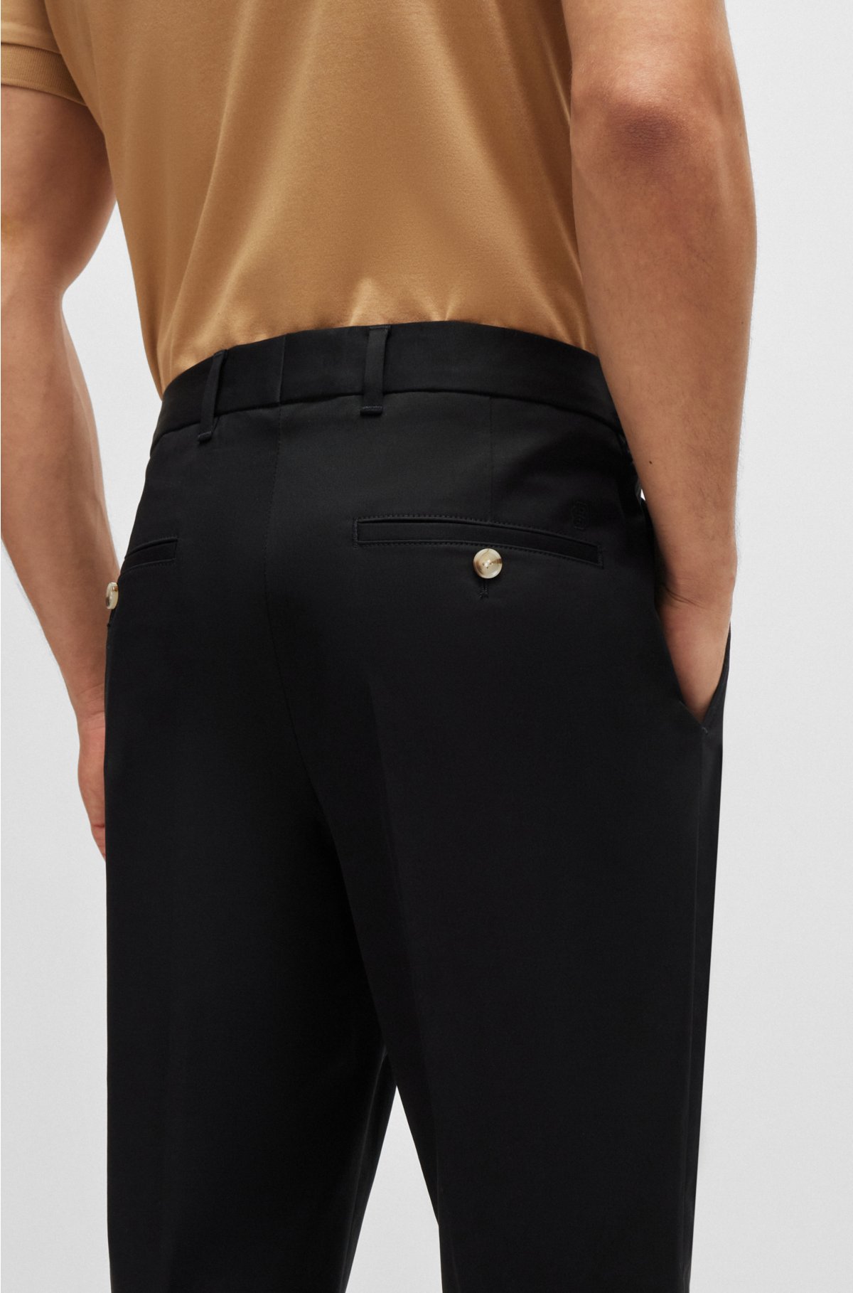 BOSS - Relaxed-fit button-up trousers in stretch cotton