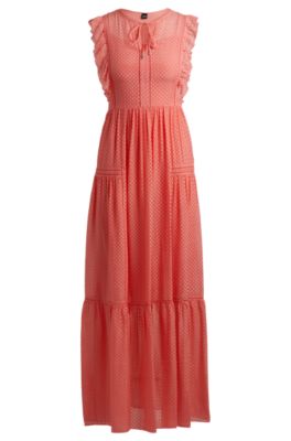 BOSS Robe sans manches à volants avec lien à l’encolure