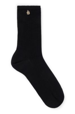 Regular-length socks with metallic double monogram, Black