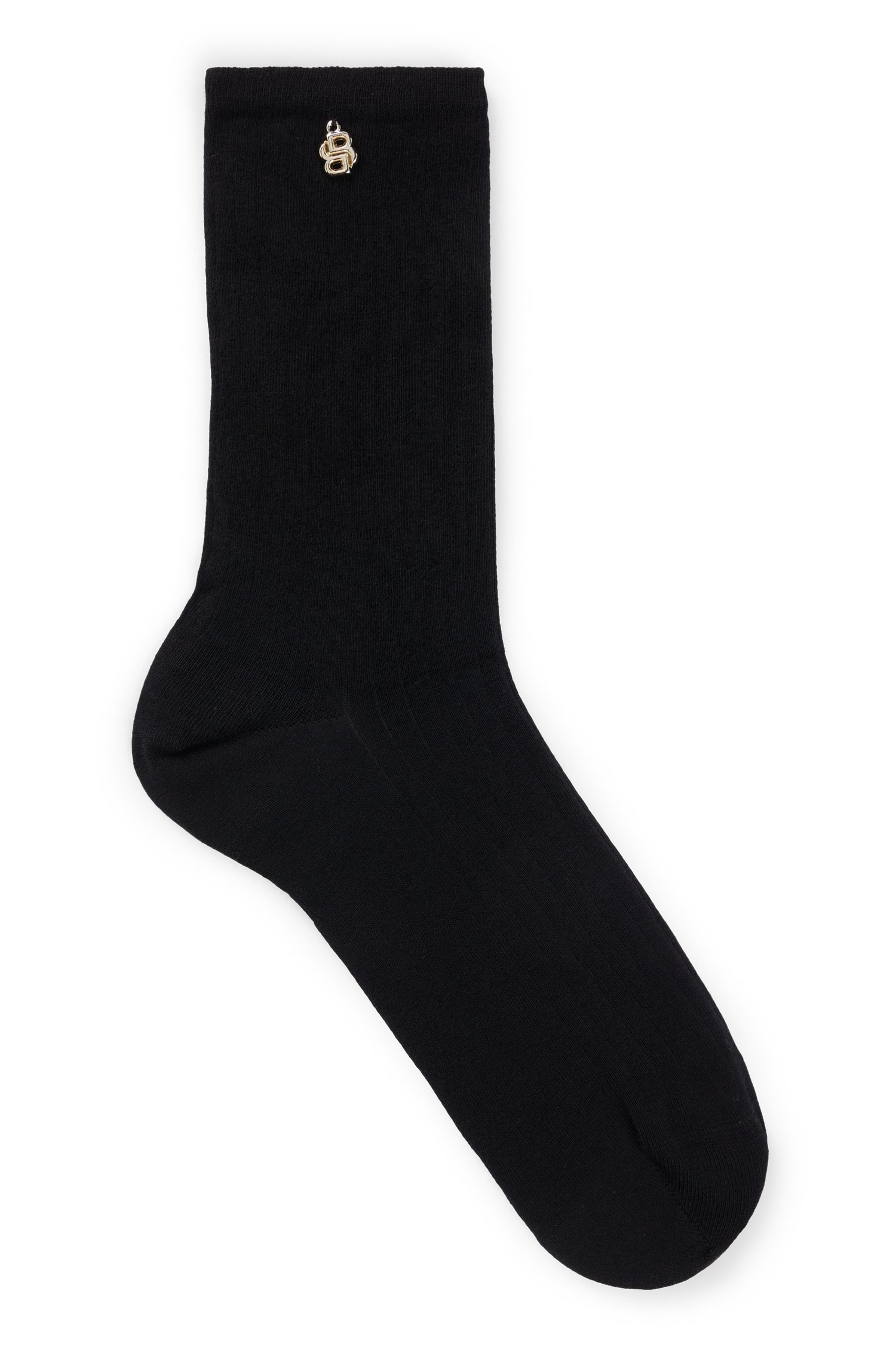 Regular-length socks with metallic double monogram
