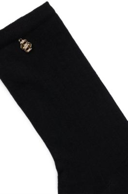 Regular-length socks with metallic double monogram, Black