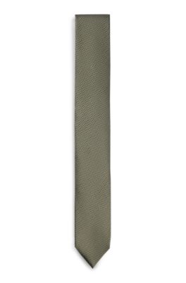 Silk tie in structured jacquard, Light Green