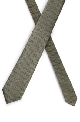 Silk tie in structured jacquard, Light Green