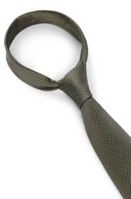 Silk tie in structured jacquard, Light Green